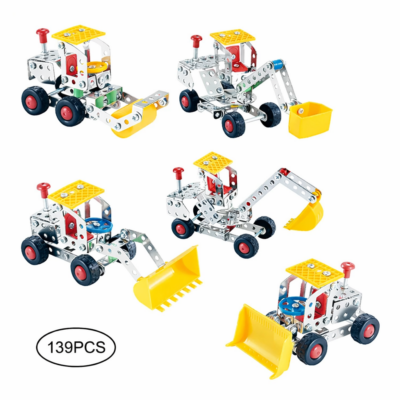 5-in-1 Metal DIY Engineering Car Model Kit – 139 Pcs DIY Mechanic Set
