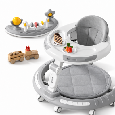 Convertible Baby Walker with Detachable Toy Tray, Push Bar & 8-Level Height Adjustment (217)
