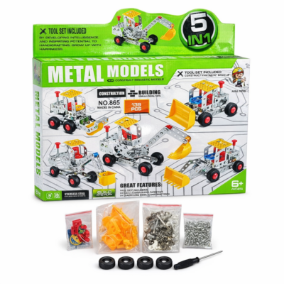 5-in-1 Metal DIY Engineering Car Model Kit – 139 Pcs DIY Mechanic Set