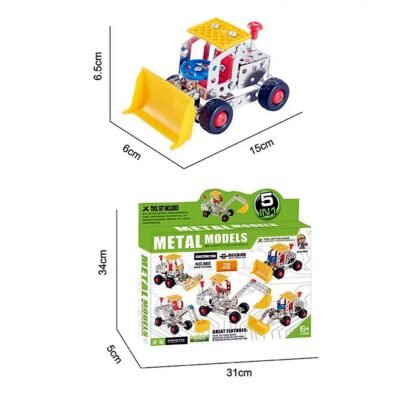 5-in-1 Metal DIY Engineering Car Model Kit – 139 Pcs DIY Mechanic Set
