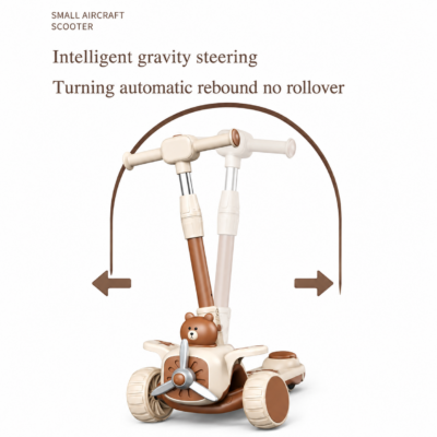 Kids Foldable 3-Wheel Convertible Scooter with Seat, Light-Up Wheels & Music