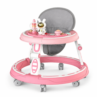 HZL-603 Adjustable Folding Baby Walker with Breathable Seat Cushion & Anti-O-Leg Support