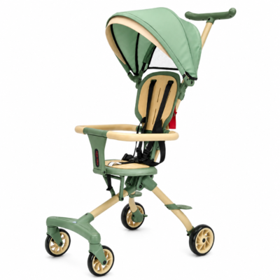 F1 Lightweight Portable Toddler Trike Stroller with 360° Swivel & Safety Harness