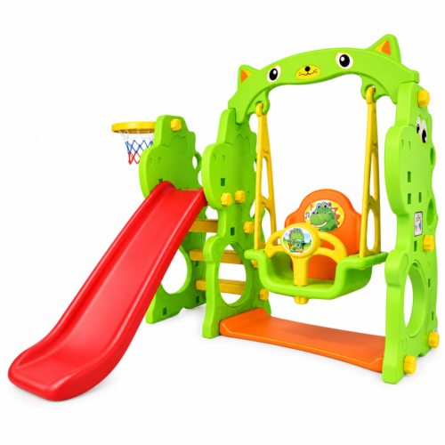 Dino Slide & Swing 3-in-1 Indoor/Outdoor Playset with Basketball Ring (CHD-171)