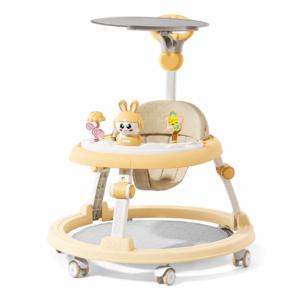 Multi-Functional Foldable Baby Walker with Light-Up Music Tray, Foot Mat & Parent Push Bar (WR-036)