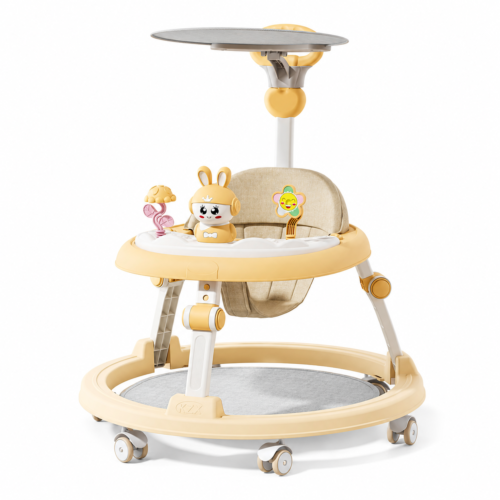 1 Multi-Functional Foldable Baby Walker with Light-Up Music Tray, Foot Mat & Parent Push Bar (WR-036)