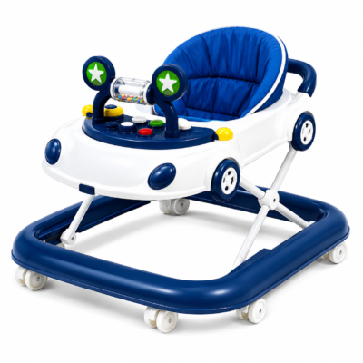 Multi-Functional Foldable Car-Themed Baby Walker with Rattles, Music & Push Handle (809)