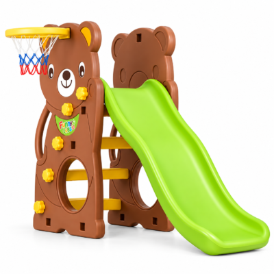 Funny Bear Indoor & Outdoor Toddler Slide Set with Basketball Ring (CHD-160)