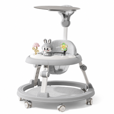 Multi-Functional Foldable Baby Walker with Light-Up Music Tray, Foot Mat & Parent Push Bar (WR-036)