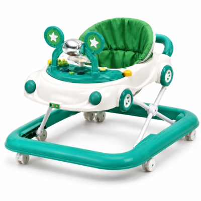 Multi-Functional Foldable Car-Themed Baby Walker with Rattles, Music & Push Handle (809)