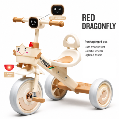 3-Wheel Toddler Pedal Tricycle with Flashing Lights, Music Head & Front Storage (739)