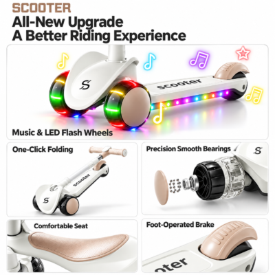 Growth Convertible Toddler Kick Scooter with Gravity-Sensing Steering & Foldable Design (669)