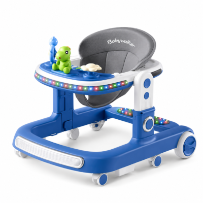 Collapsible Foldable Baby Activity Walker with Dinosaur Toy Tray & Illuminated Foot Base (568)