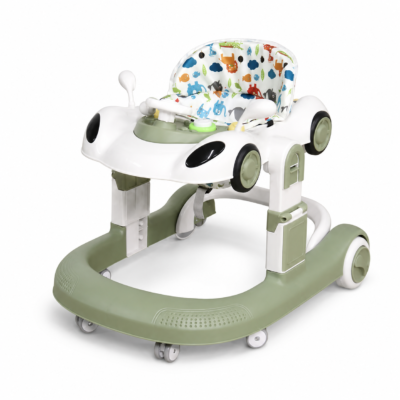 3-in-1 Foldable Car-Themed Baby Walker with Music Play Tray & Animal Print Seat (309)
