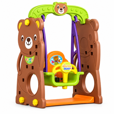 Funny Bear Indoor & Outdoor Toddler Playset with Swing, Slide & Basketball Ring (CHD-161)