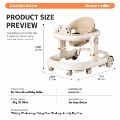 Multifunctional 6-in-1 Baby Walker with Interactive Music Toy Tray & Push Handle (W-569)