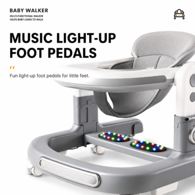 Collapsible Foldable Baby Activity Walker with Dinosaur Toy Tray & Illuminated Foot Base (568)
