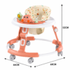 Foldable Baby Walker with Musical Toy Tray & Patterned Cushioned Seat (409)
