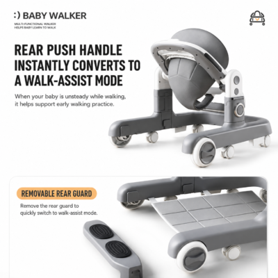 Adjustable Height Baby Activity Walker with Convertible Push-Behind Walk-Assist Mode (566)
